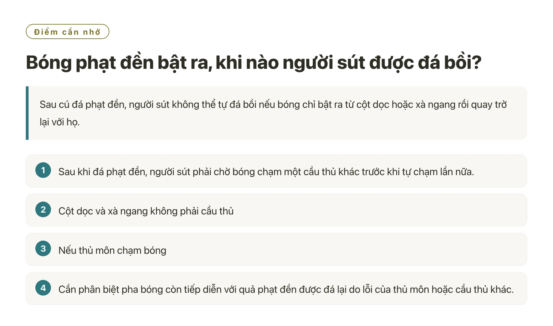 Bóng phạt đền bật ra, khi nào người sút được đá bồi?——全文要点速览