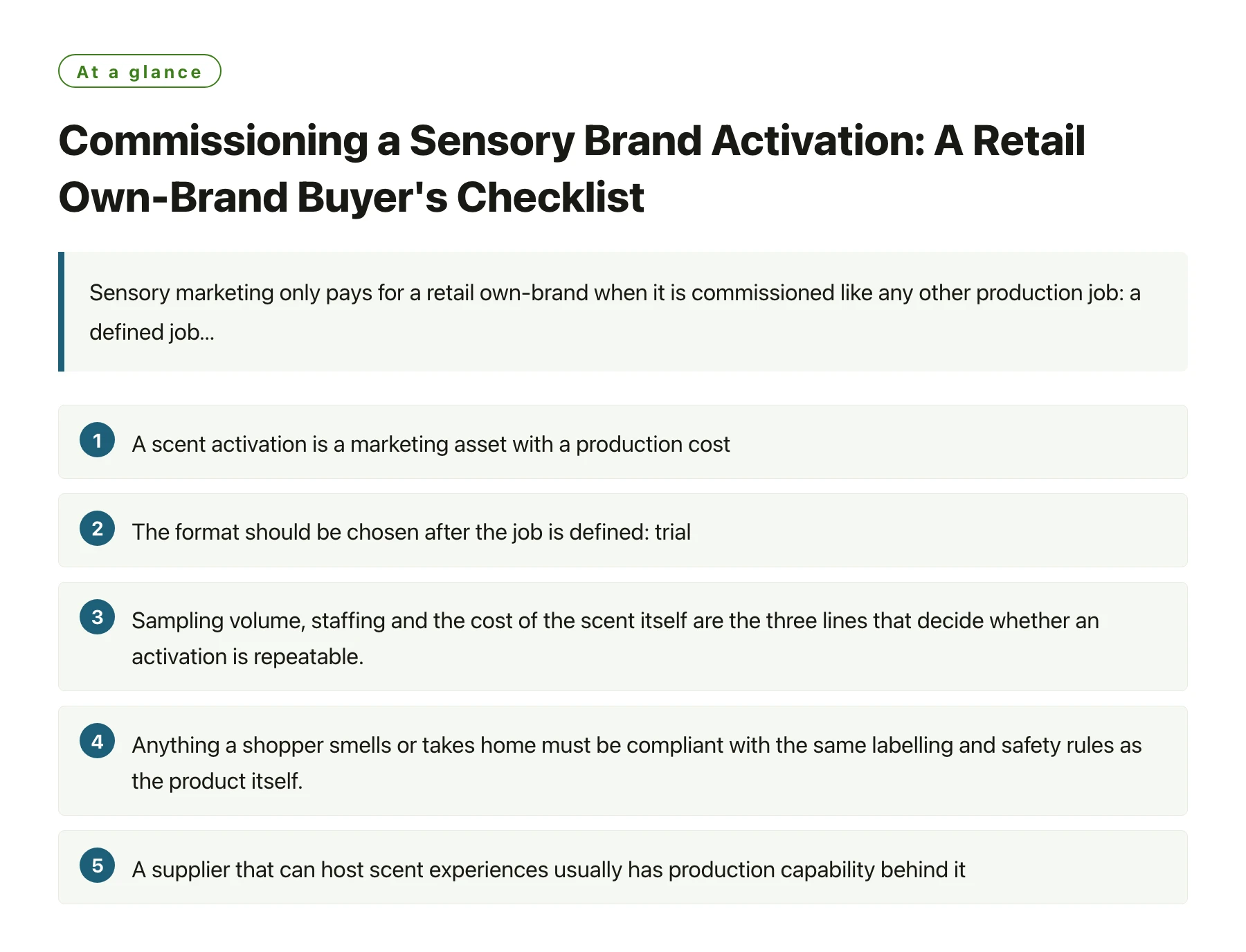 Commissioning a Sensory Brand Activation: A Retail Own-Brand Buyer's Checklist——全文要点速览